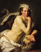Johann Zoffany Self portrait as David with the head of Goliath, china oil painting reproduction